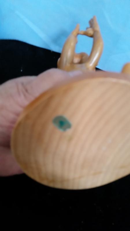 Anri Boy Both Hands on Nose Hand Carved wood 9.5