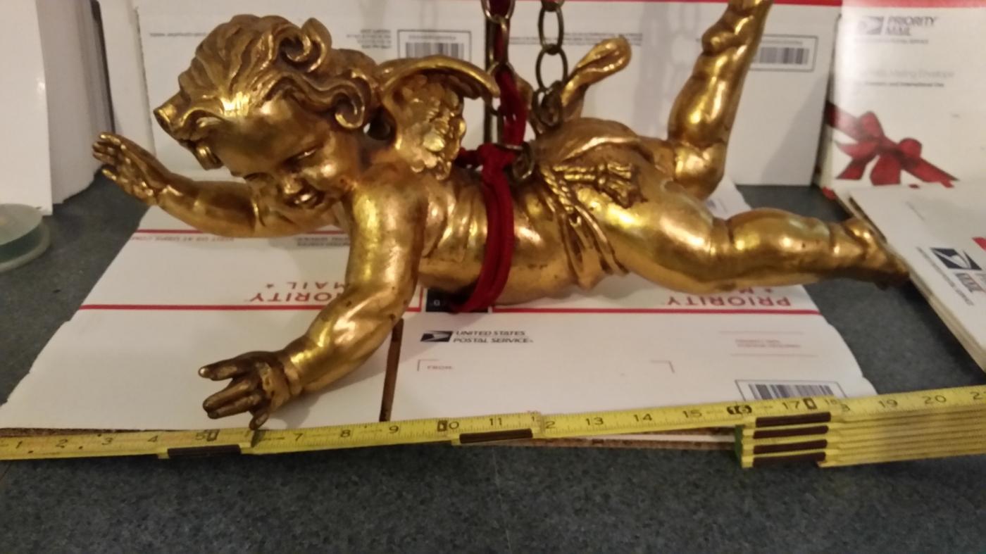Putti Hand Carved Wood Anger 21 inches long
