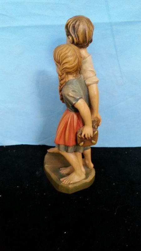 Anri Boy and Girl 10 Inch Young Love Hand Carved Wood