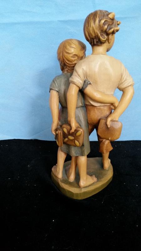 Anri Boy and Girl 10 Inch Young Love Hand Carved Wood