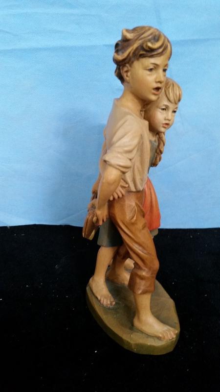 Anri Boy and Girl 10 Inch Young Love Hand Carved Wood