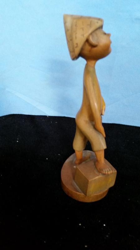 Anri 8 Inch Boy with Sword and paper Hat Hand Caarved Wood Vintage
