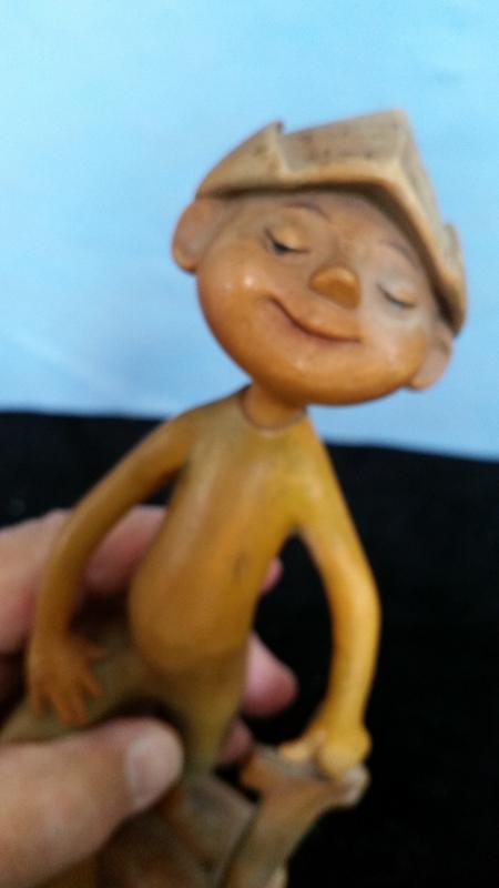 Anri 8 Inch Boy with Sword and paper Hat Hand Caarved Wood Vintage