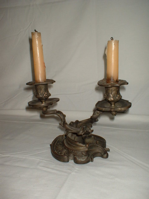 Double Antique French Bronze Candleholder
