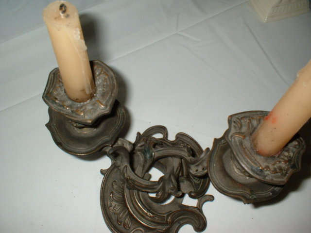 Double Antique French Bronze Candleholder