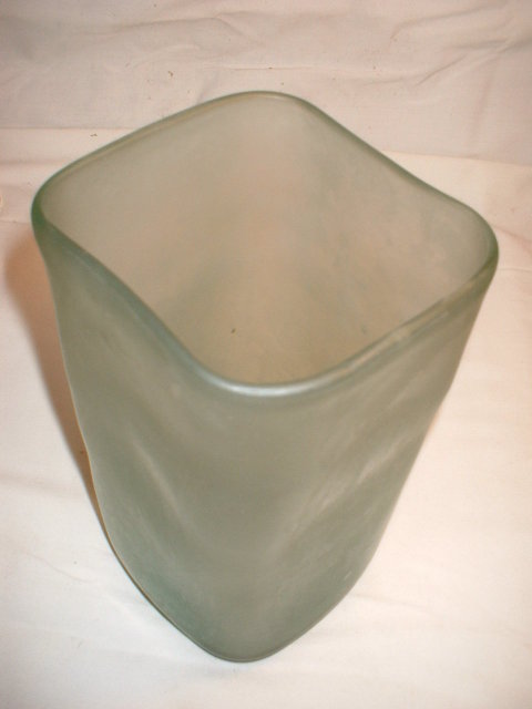 Mouthblown Pale Blue Square Vase