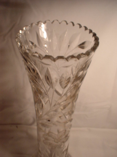 Tall Early Cut Glass Vase