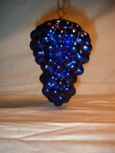 Cobalt Blue Victorian Glass Christmas Ornament