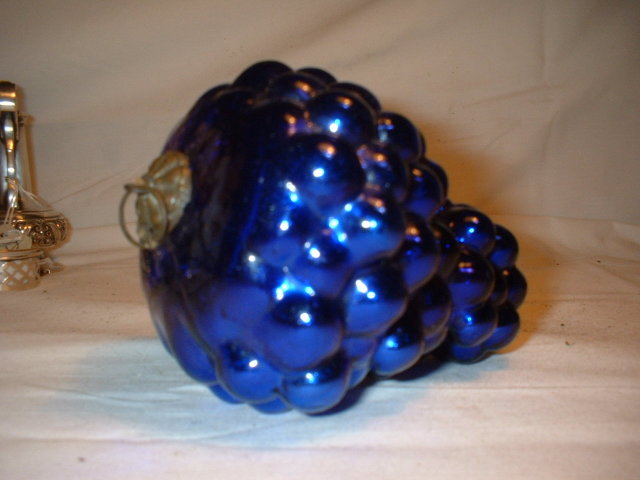 Cobalt Blue Victorian Glass Christmas Ornament