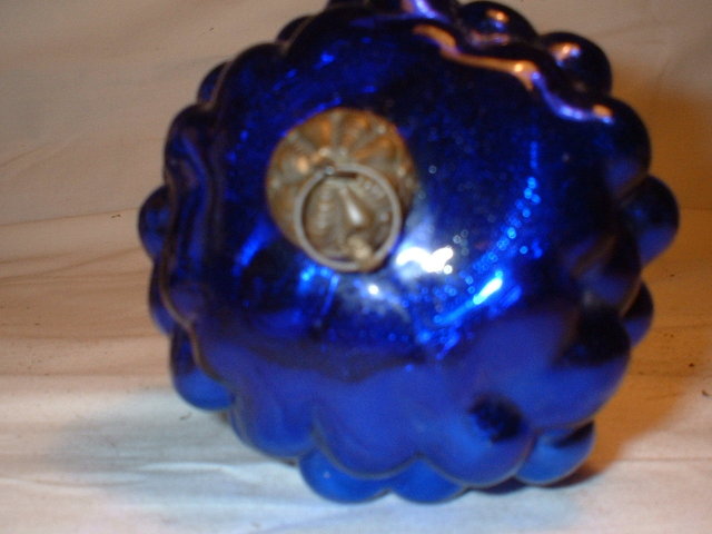 Cobalt Blue Victorian Glass Christmas Ornament