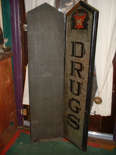 A Pair of Vintage Reverse Painted Drug Store Signs