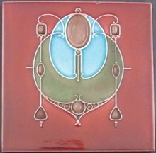 Antique English Art Nouveau Tile