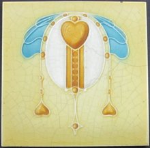 Antique English Art Nouveau Tile