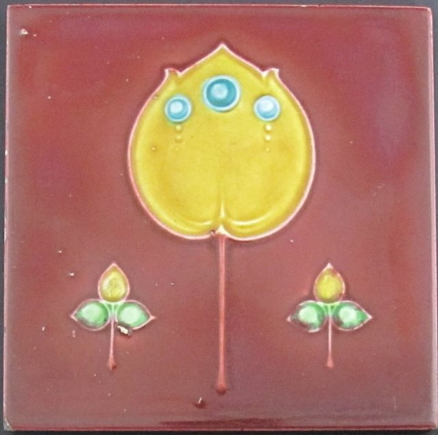 Antique English Art Nouveau Tile