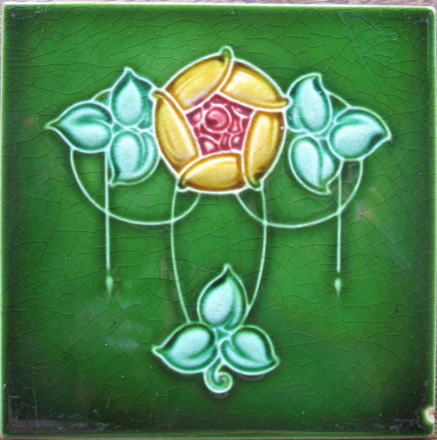 Antique English Art Nouveau Tile