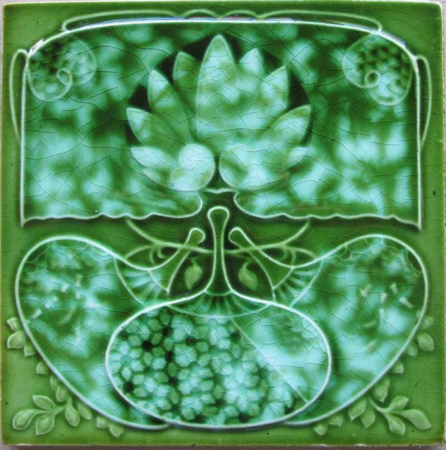 Antique English Art Nouveau Tile