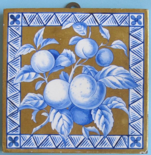 Antique English Aesthetic Gilt Tile - Peach
