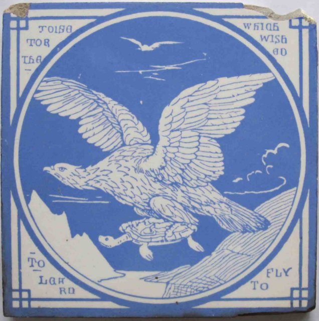Antique English Picture Tile - Aesop's Fables