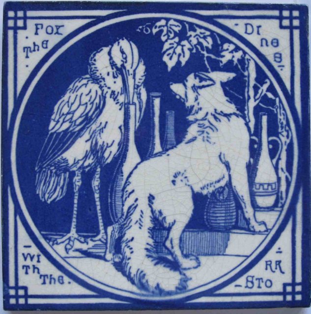 Antique English Picture Tile - Aesop's Fables