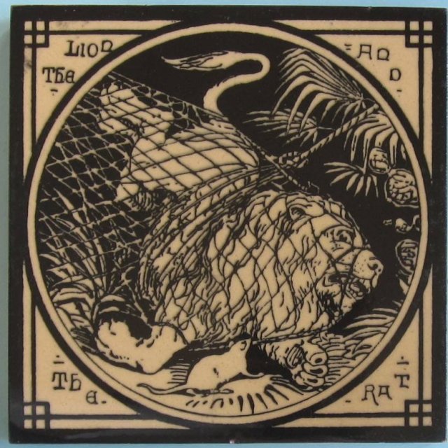 Antique English Picture Tile - Mintons China Works - Aesop's Fables