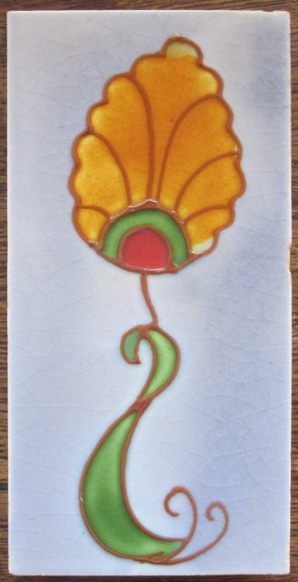 Antique English Art Nouveau Tube-Lined Tile