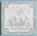 Antique Minton Hollins Oriental Series Picture Tile