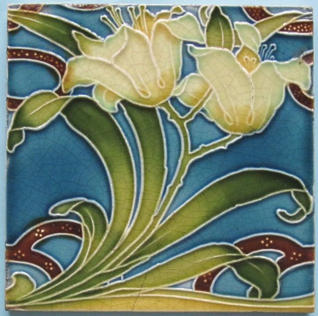 Antique Minton China Works Art Nouveau Tile