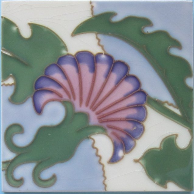 Antique Belgian Art Nouveau Tubelined Tile