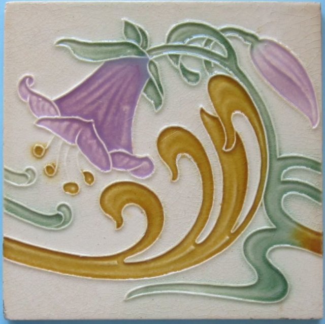 Antique Belgian Art Nouveau Tile