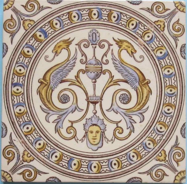 Antique English Victorian Transfer Tile