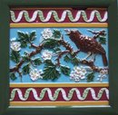 Large Antique English Majolica Bird Tile - Campbell Brick & Tile