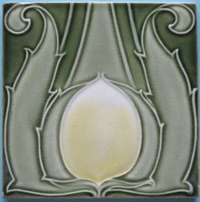 Antique Art Nouveau Tile Panel - Villeroy & Boch Waterlily