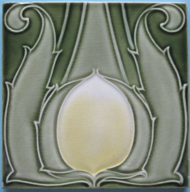 Antique Art Nouveau Tile Panel - Villeroy & Boch Waterlily