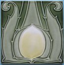 Antique Art Nouveau Tile Panel - Villeroy & Boch Waterlily
