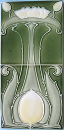 Antique Art Nouveau Tile Panel - Villeroy & Boch Waterlily