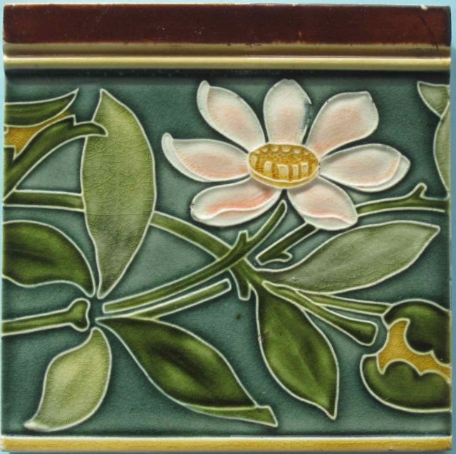 Antique Pair of Art Nouveau Tiles - Villeroy & Boch