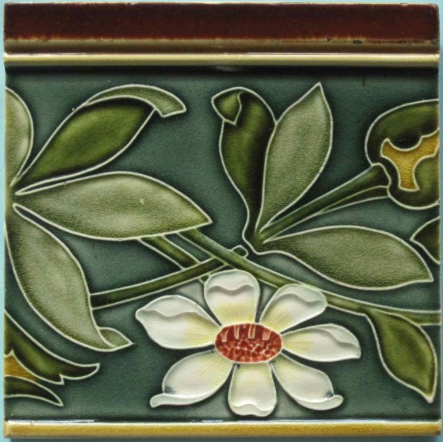 Antique Pair of Art Nouveau Tiles - Villeroy & Boch