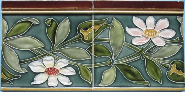 Antique Pair of Art Nouveau Tiles - Villeroy & Boch