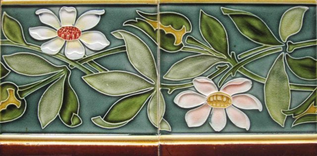 Antique Pair of Art Nouveau Tiles - Villeroy & Boch