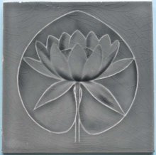 Antique Art Nouveau Waterlily/Gray SeeRosen Tile - Boch Freres