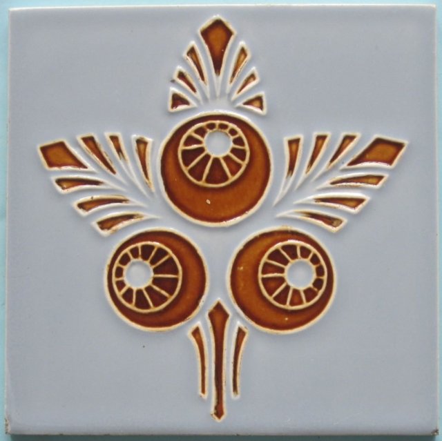 Antique Belgian Art Nouveau Tile - Herent Acorns