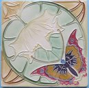 Antique Belgian Art Nouveau Tile - Fabulous Butterfly