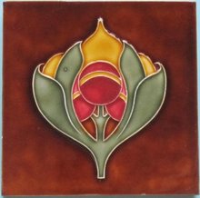 Antique German Jugendstil Tile - Grohn Abstract