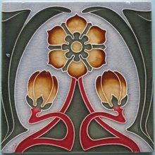 Antique German Jugendstil Tile Panel #3 - Tonwerke Offstein