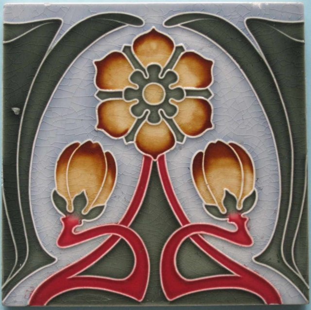 Antique German Jugendstil Tile Panel #3 - Tonwerke Offstein