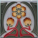 Antique German Jugendstil Tile Panel #3 - Tonwerke Offstein