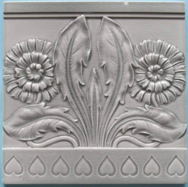 Antique German Jugendstil Tile - Meissen Double Dandelion