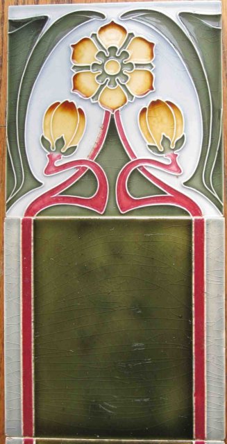 Antique German Jugendstil Fireplace Tile Panel #1 - Tonwerke Offstein