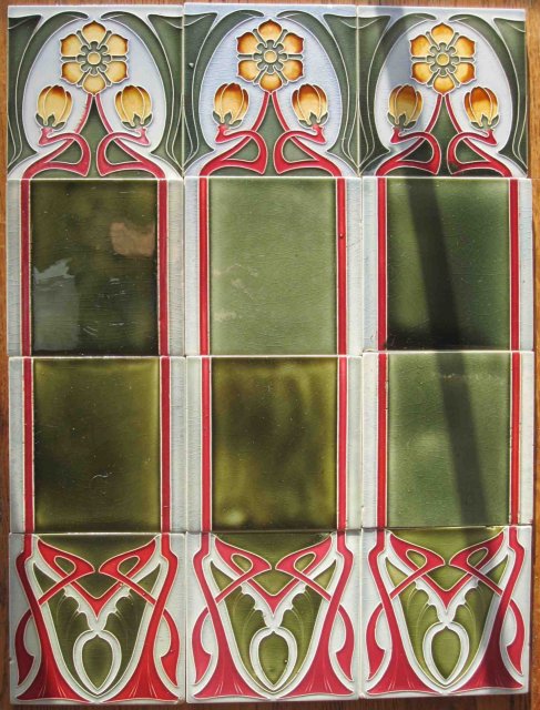 Antique German Jugendstil Fireplace Tile Panel #1 - Tonwerke Offstein