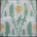 Panel of 4 Antique German Jugendstil/Nouveau Tiles - Meissen Dandelions